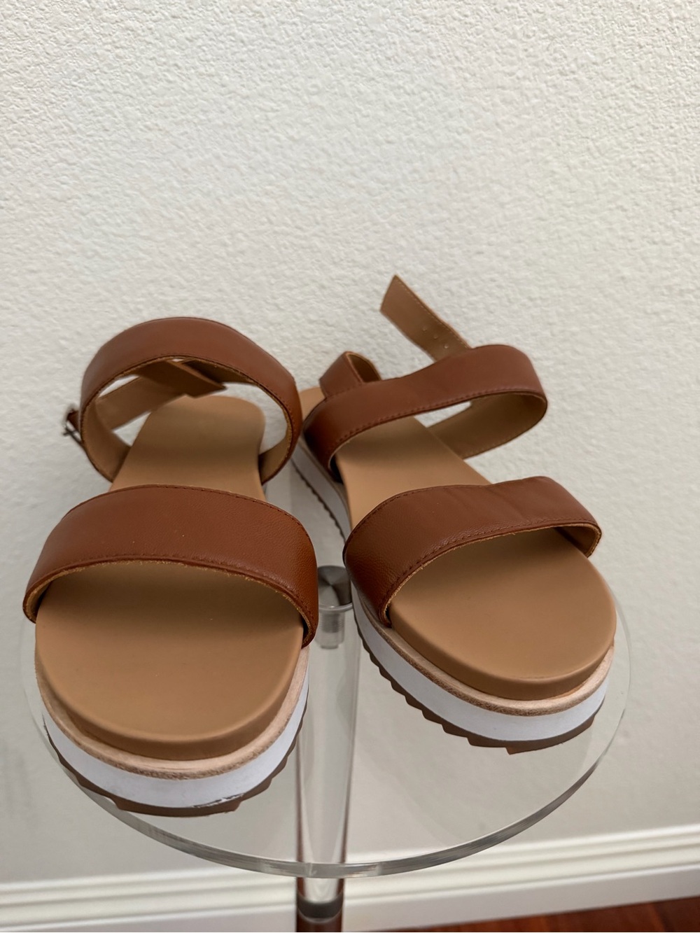 Quince Brown Two-Strap Platform Sandals with Ankle Buckle - Picture 3 of 7